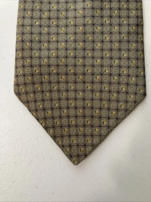 Barrington Men’s 100% Silk Wide Neck Tie Multicolor Geometric Pattern Neutrals - Image 1 of 4