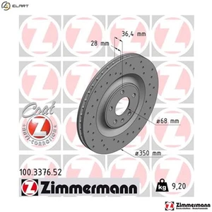 2x BRAKE DISC 100.3376.52 FOR AUDI DLHB/DKNA/DKYA/DMFA/DNEA/CVJA/CYMC 2.0L 4cyl - Picture 1 of 9
