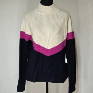 Aqua Bloomingdale’s 100 % Kaschmir Pullover mit Stehkragen Colorblock Small neu mit Etikett - Bild 1 von 6