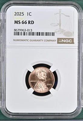 2025 LINCOLN SHIELD CENT PENNY NGC MS66RD #M - Image 1 of 2