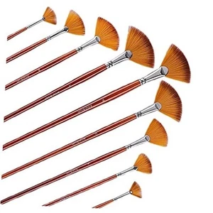 Fan Paint Brush Set of 9 Pcs, Professional Artist Acrylic Paint Brushes Set - Picture 1 of 8