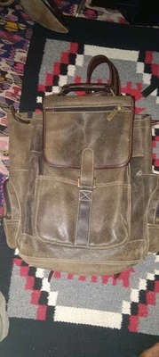 Claire Chase JEG Distressed Genuine Nubuck Brown Leather City Backpack Bag *READ - Image 1 of 4