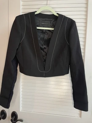 Chaqueta Blazer BCBGMAXAZRIA Negra Recortada Derek Talla S A Medida Elastizada Noche Foto 1 de 4