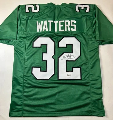 Camiseta deportiva personalizada verde estilo profesional firmada por Ricky Watters Philadelphia Eagles certificado de autenticidad Bas Foto 1 de 3