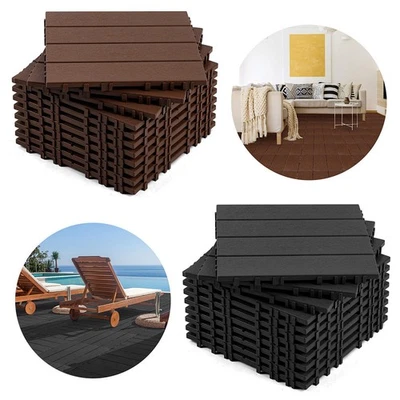 Terrassenfliesen Kunststoff Pool Fliesen Braun/Anthrazit Klickfliesen DIY 1-10㎡ - Bild 1 von 4