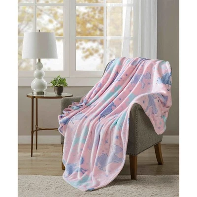 Your Zone Pink Unicorn Polyester Velvet Plush  XL Throw Blanket, 50'' X72'',Kids - Image 1 of 4