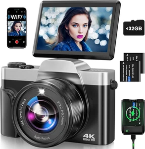 Macchina Fotografica Digitale Con Wifi, 4K 64MP Autofocus Fotocamera Compatta, D - Foto 1 di 12
