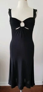 Just Cavalli Schwarz Formelles Knie Seide Coctail ärmellos A-Linie Größe 10 - Bild 1 von 6