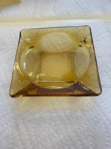 Vintage Glass Gold Color 4 1/4" x 4 1/2" x 1 1/2" Square Ashtray $6 - Picture 1 of 7