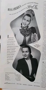 Bufanda Karyl Lee 1945 para mujer Miss América Bess Myerson anuncio original - Imagen 1 de 1