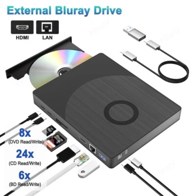Unidad Bluray externa multifuncional con puertos Lan Wan USB3.0 BD DVD RW unidades Foto 1 de 4