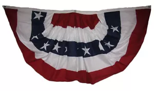 Double Sided 18x36" Half Fan US American Flag Bunting US Made 1.5 x 3 - Picture 1 of 4