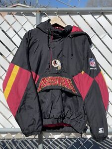 Washington Redskins Vintage 90's Starter Half Zip Hooded Puffer Jacket Large