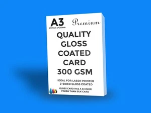 A3 WHITE GLOSS CARD 300Gsm LASER PRINTERS - 25 SHEETS DEAL OFFER SALE - Picture 1 of 3