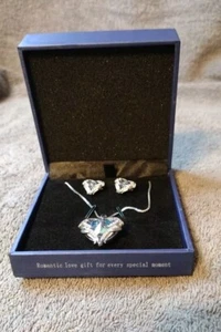 CDE Angel Wing Heart Pendant Necklace &  Earrings Silver White Gold Love Jewelry - Bild 1 von 7