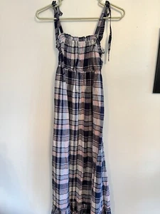 Neu ohne Etikett Love Ady karierte Maxikleid schultergestuft Gr. XS - Bild 1 von 8