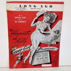 Vintage 1944 Long Ago Sheet Music from Cover Girl Rita Hayworth Cover Photo - Picture 1 of 11