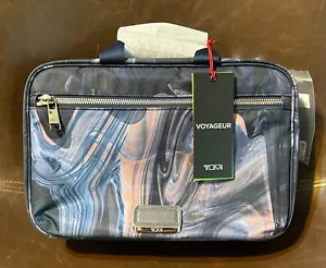 New Tumi Voyageur Madeline Navy Liquid Print Traveling Cosmetic Toiletry Bag - Picture 1 of 4