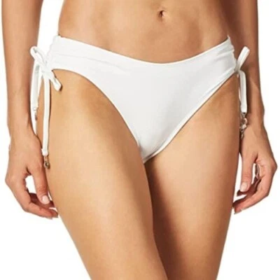 Parte inferior de bikini para mujer Anne Cole lado acanalado nadar blanco liso talla M NUEVO $44 Foto 1 de 2