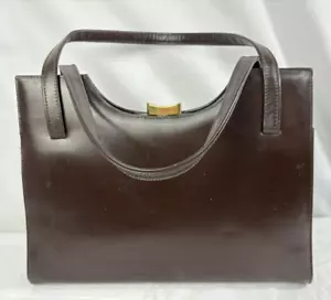 Vintage 1950er/60er Jahre Dofan Frankreich braune Clutch Handtasche Geldbörse Gold Verschluss Füße - Bild 1 von 9