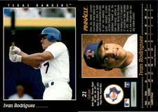 1993 Pinnacle IVAN RODRIGUEZ Baseball Card 21 Texas Rangers