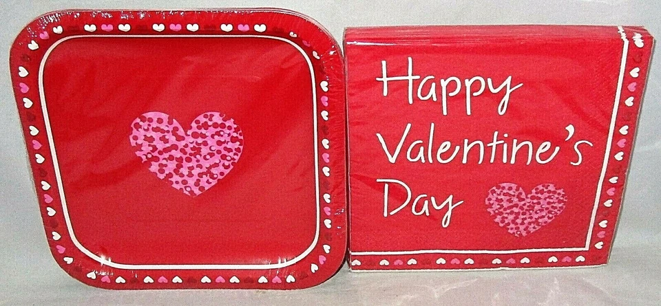  PLATOS Y SERVILLETAS DE PAPEL DÍA DE SAN VALENTÍN 10 platos/20 servilletas CORAZONES DE CONFETI Foto 1 de 1