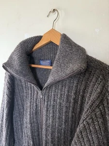 Vintage Pendleton Mens Large Brown Full Zip Wool Cardigan Knit Made USA 🇺🇸 - Picture 1 of 2