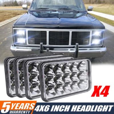 Пара светодиодных фар дальнего света 4x6 дюймов для GMC C1500 C2500 C3500 1982-1986 - Изображение 1 из 4