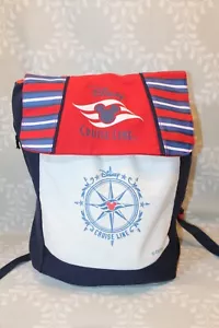 Vintage Disney Cruise Line Maritim Canvas Rucksack Seesack Rot Weiß & Blau Neu ohne Etikett - Bild 1 von 11