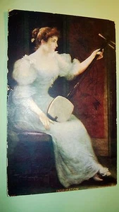 Antique  " BEAUTIFUL LADIES & ROMANTIC " Post Card -Stamped 1909 - Picture 1 of 3