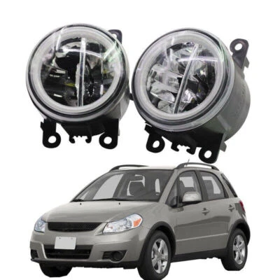 LED Fog Light + Angel Eye Rings Daytime Running Lights DRL Fit For Suzuki SX4 - Imagem 1 de 4