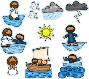 Jesus Walks on Water Bible Felt Figures For Flannel Board Stories New Testament - Picture 1 of 3