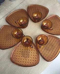Unique Amber Glass Cup and Plate-Matching Luncheon Set-2 Pieces per Set - Picture 1 of 2