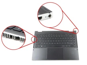HP PAVILION 14-DW KEYBOARD PALMREST ASSEMBLY L96524-001 ***BROKEN VENT GRILLE*** - Picture 1 of 2