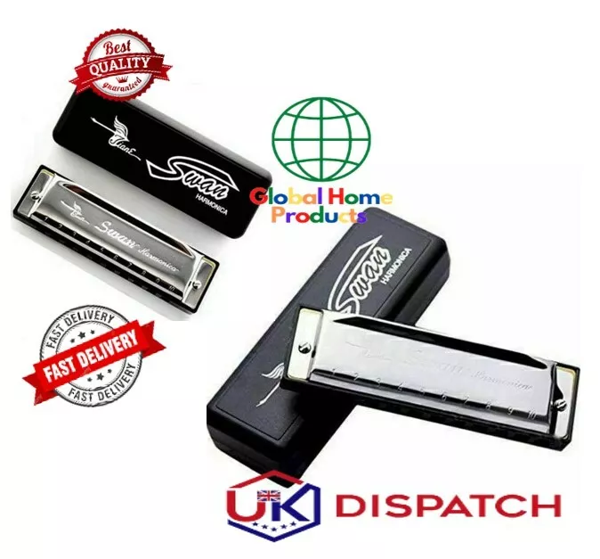 New Silver Swan Harmonica 10 Hole Key of C for Blues Rock Jazz Folk Harmonica - Image 1 of 1