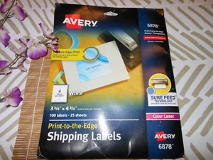 AVERY 6878 3 3/4" X 4 3/4" WHITE SHIPPING LABELS ~ 23 SHEETS / 92 LABELS - Picture 1 of 2