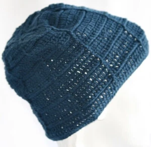CHARM Sweater Knit Beanie Hat Ocean Blue 100% Cotton Fitted Slouch Cap Unisex OS - Picture 1 of 7