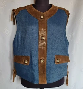 VINTAGE OKTOBERFEST DIRNDL TIROL BAUMWOLLE LEDER DAMEN ÄRMELLOS:US10/EU38 - Bild 1 von 8