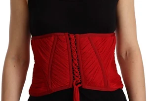 DOLCE & GABBANA Top Silk Red Corset Belt Stretch Waist Strap IT36/US2/XS $900 - Picture 1 of 9