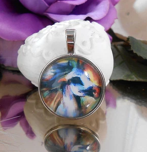 Ketten Anhänger Pferd Gemälde Style Glas Cabochon 25 mm - Amulett - Bild 1 von 3