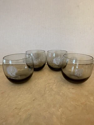 4 artículos de bar vintage de vidrio ahumado de los Baltimore Colts de la NFL de los años 70 Foto 1 de 4