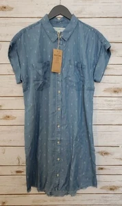 Vestido Camisa Thread&Supply Azul Estampado Cambray Manga Corta Nuevo con Etiquetas Para Mujer Mediano - Imagen 1 de 11