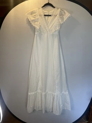 Incredible Vintage 1970s Trivia by Charm of Hollywood white cotton maxi sundress - Image 1 of 4