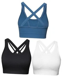 Sports Bras for Women High Support, Criss-Cross Back Padded Strappy High - Picture 1 of 7