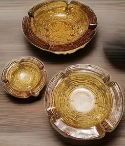 Set-3 MCM Soreno Anchor Hocking Round Amber Ash Trays EXCELLENT - Picture 1 of 6