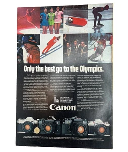 1980 CANON OFFICIAL 35MM CAMERA OLYMPIC WINTER GAMES 7”x11” MAGAZINE PRINT AD - Picture 1 of 2
