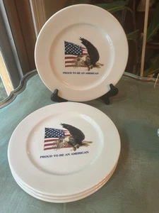 4er Set PROUD TO BE AN AMERICAN Syrakus Porzellan Teller 9 Zoll - Bild 1 von 3