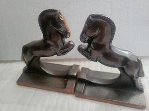 Bronze & Copper Plated Trojan Jumping Horse Bookends by Dodge c.1930 - Picture 1 of 4