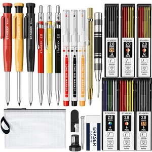 22 Pack Mechanical Carpenter Pencil Set with Sharpener 60 Refills, Automatic ... - Picture 1 of 7
