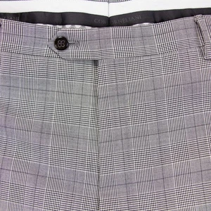 Corneliani Mens 38x32 White Black Glen Plaid Check Flat Front Wool Dress Pants - Picture 1 of 15